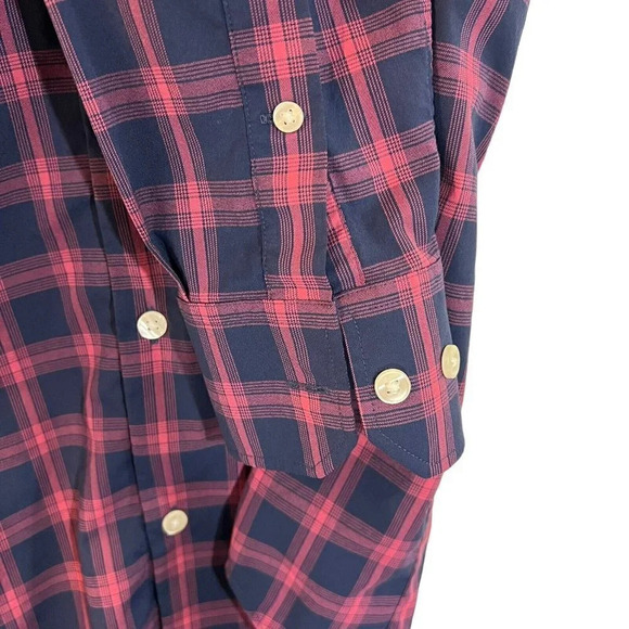 Bonobos Mens Button Up Plaid Shirt Size Small Short Tailored Fit Navy Pink Thin - Picture 4 of 4